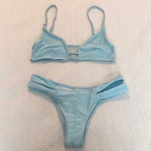 NWOT Light blue two piece Brazilian cut bikini